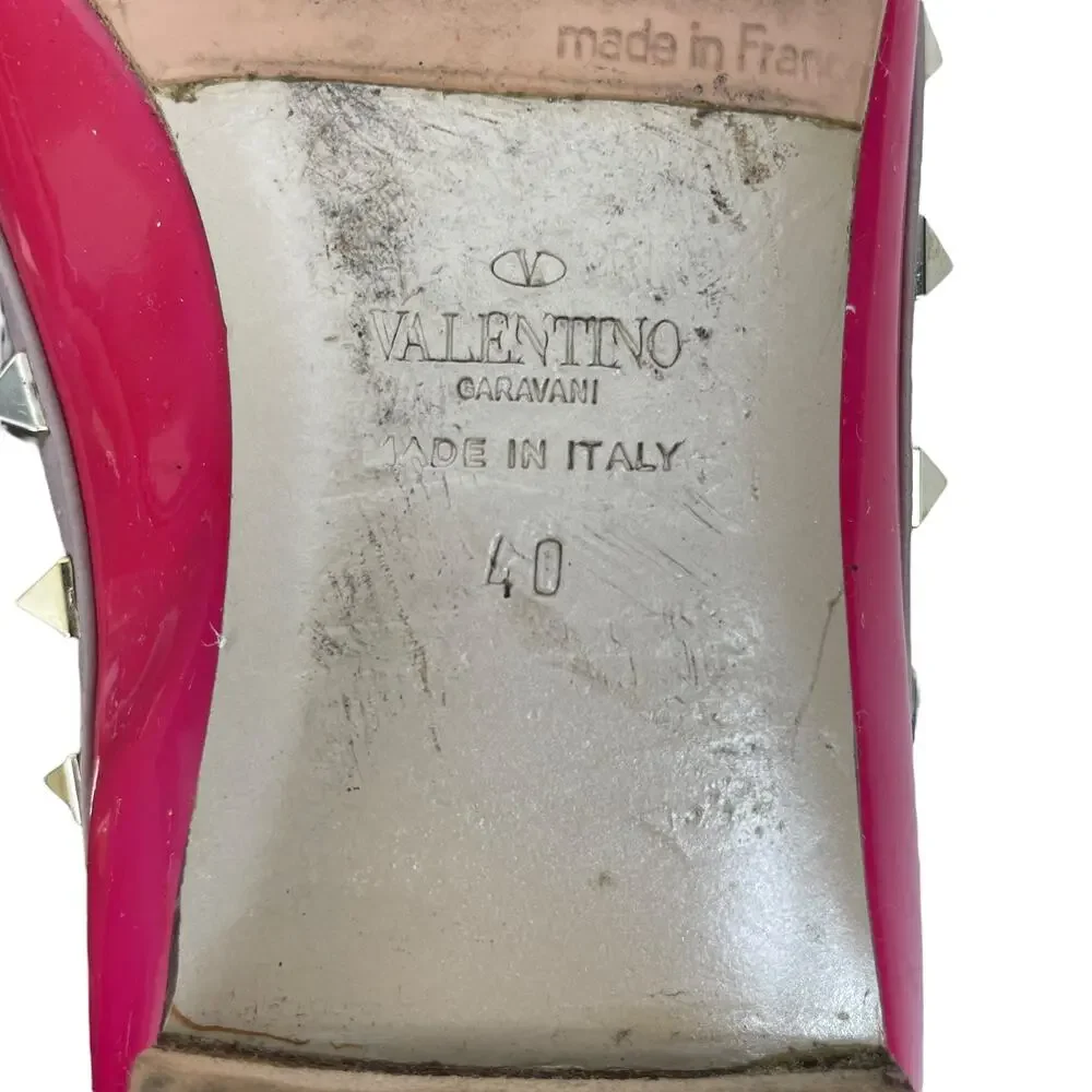 Valentino Garavani Rockstud Two Tone Poined Toe Flats Red Pink Size 40
